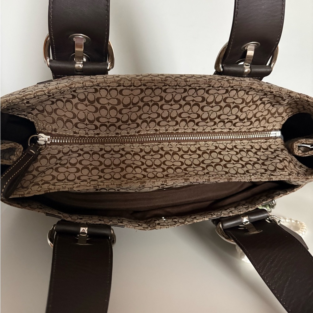Coach Brown Soho Tote Suede and Canvas bag with leather accents - Picture 7 of 9